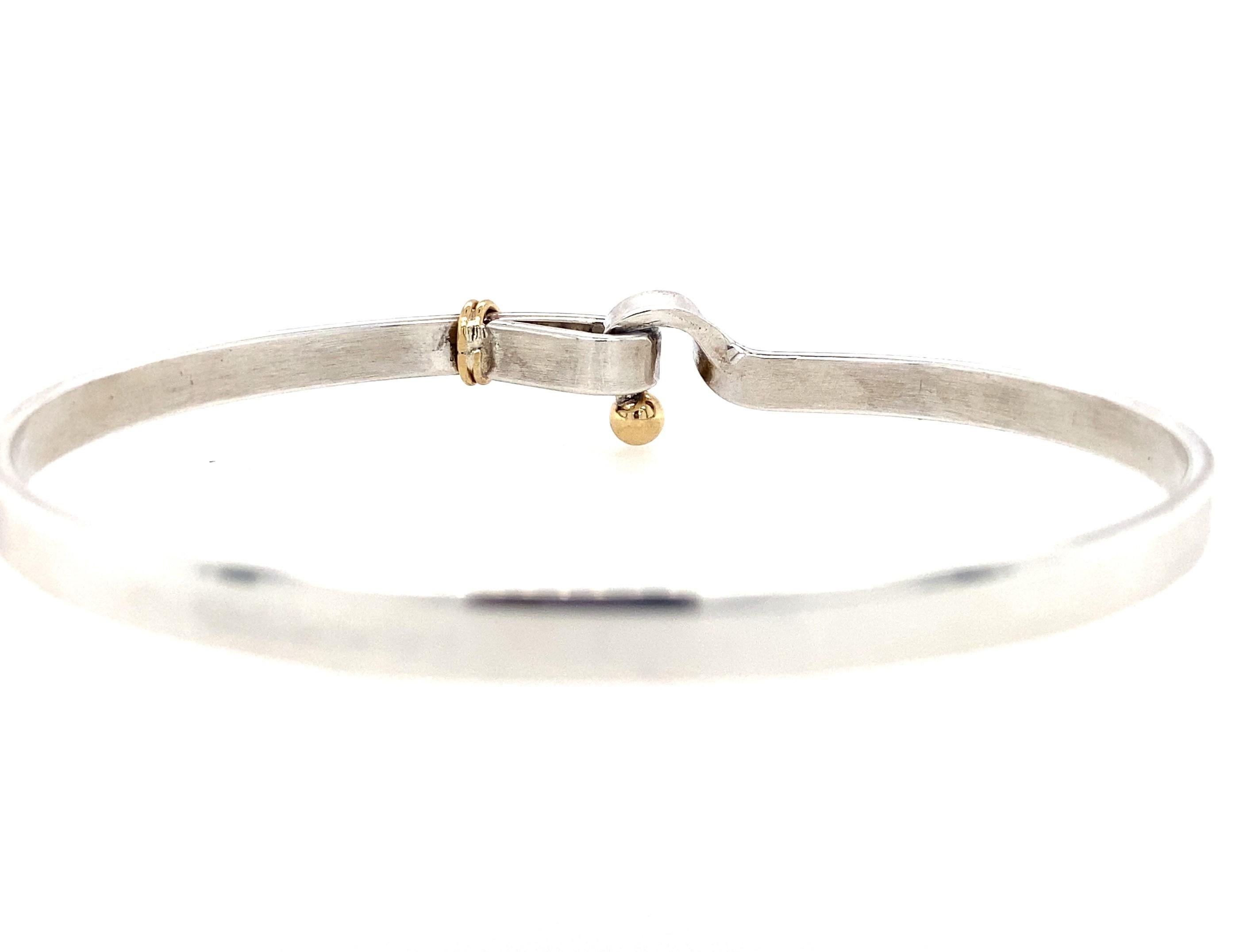 Sterling Silver and 18k Gold Tiffany & Co Hook and Eye Closure Bangle Bracelet In Good Condition In Towson, MD