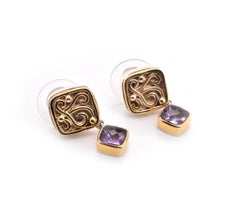Sterling Silver and 18 Karat Yellow Gold Amethyst Bracelet and Earring Set