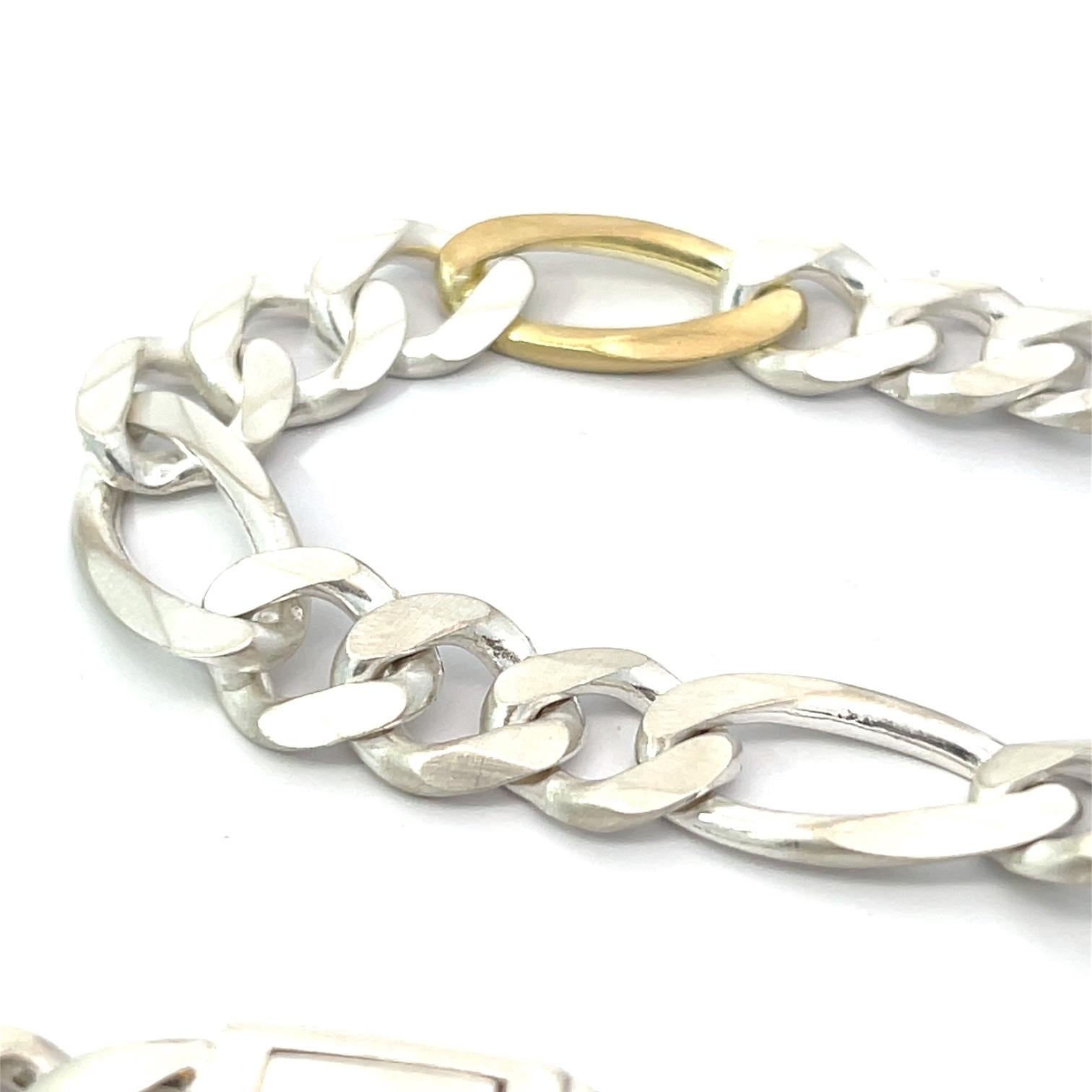 Figaro Kette aus Sterling Silber und 18k Gelbgold für Damen oder Herren im Angebot