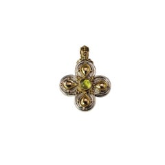 Colgante de cruz griega de plata de ley y oro amarillo de 18 quilates #20585