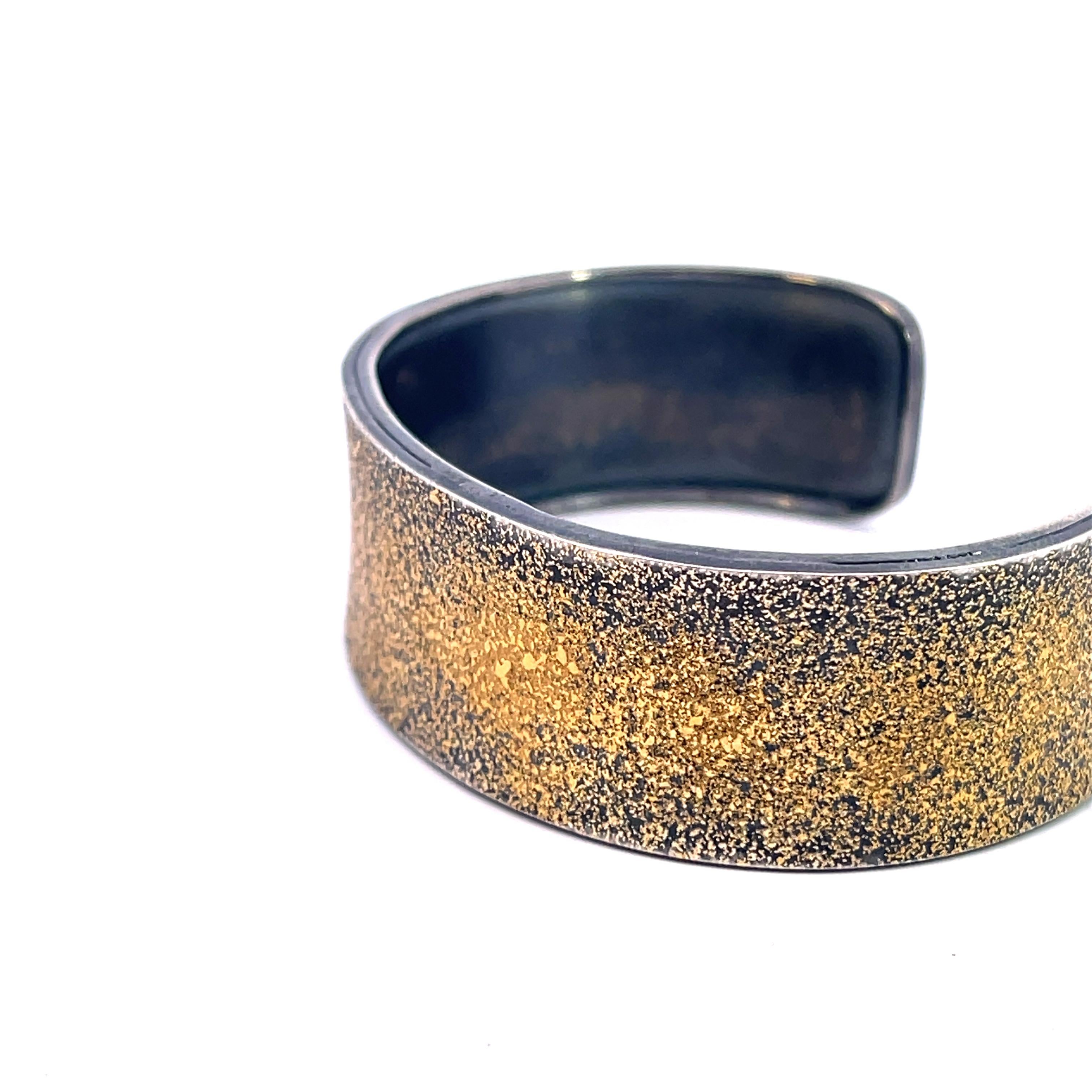 Contemporary Sterling Silver and 24k Gold Fairy Dust Cuff Bracelet For Sale