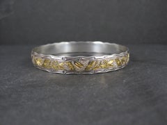 Sterling Silver and 8K Bamboo Bangle Bracelet 7.5 Inches