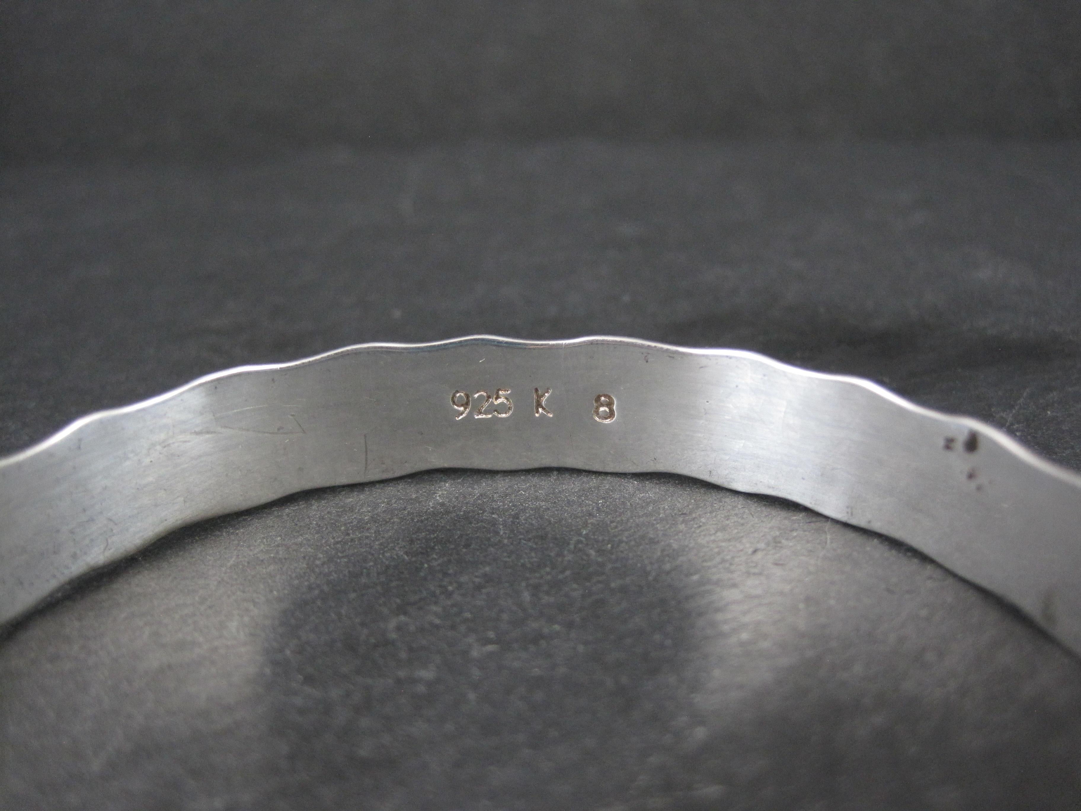 Sterling Silver and 8K Bamboo Bangle Bracelet 7.5 Inches For Sale 3