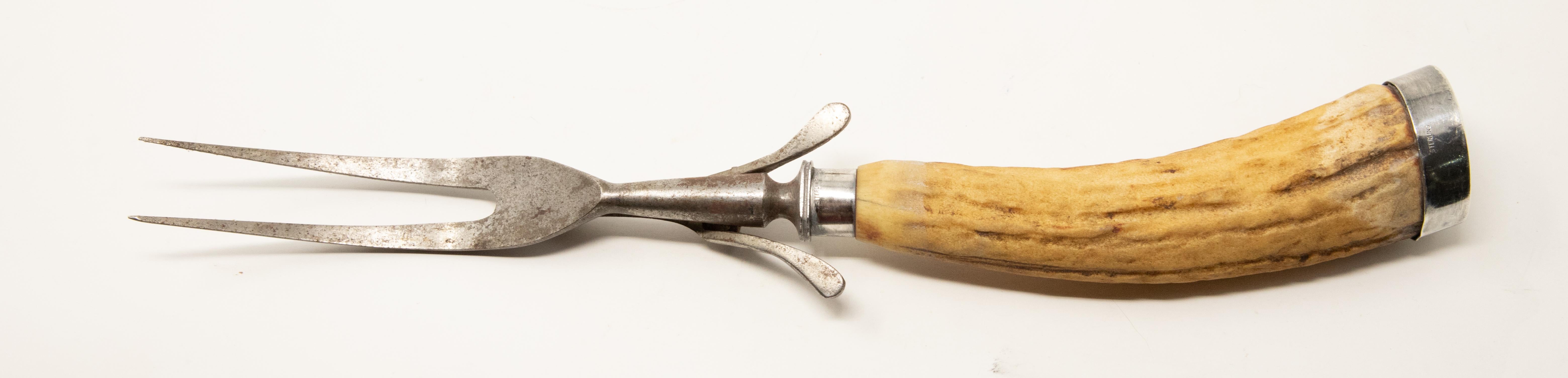 Sterling Silver and Antler Handle Carving Set 4