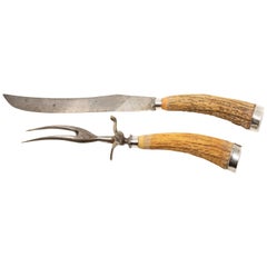 Sterling Silver and Antler Handle Carving Set