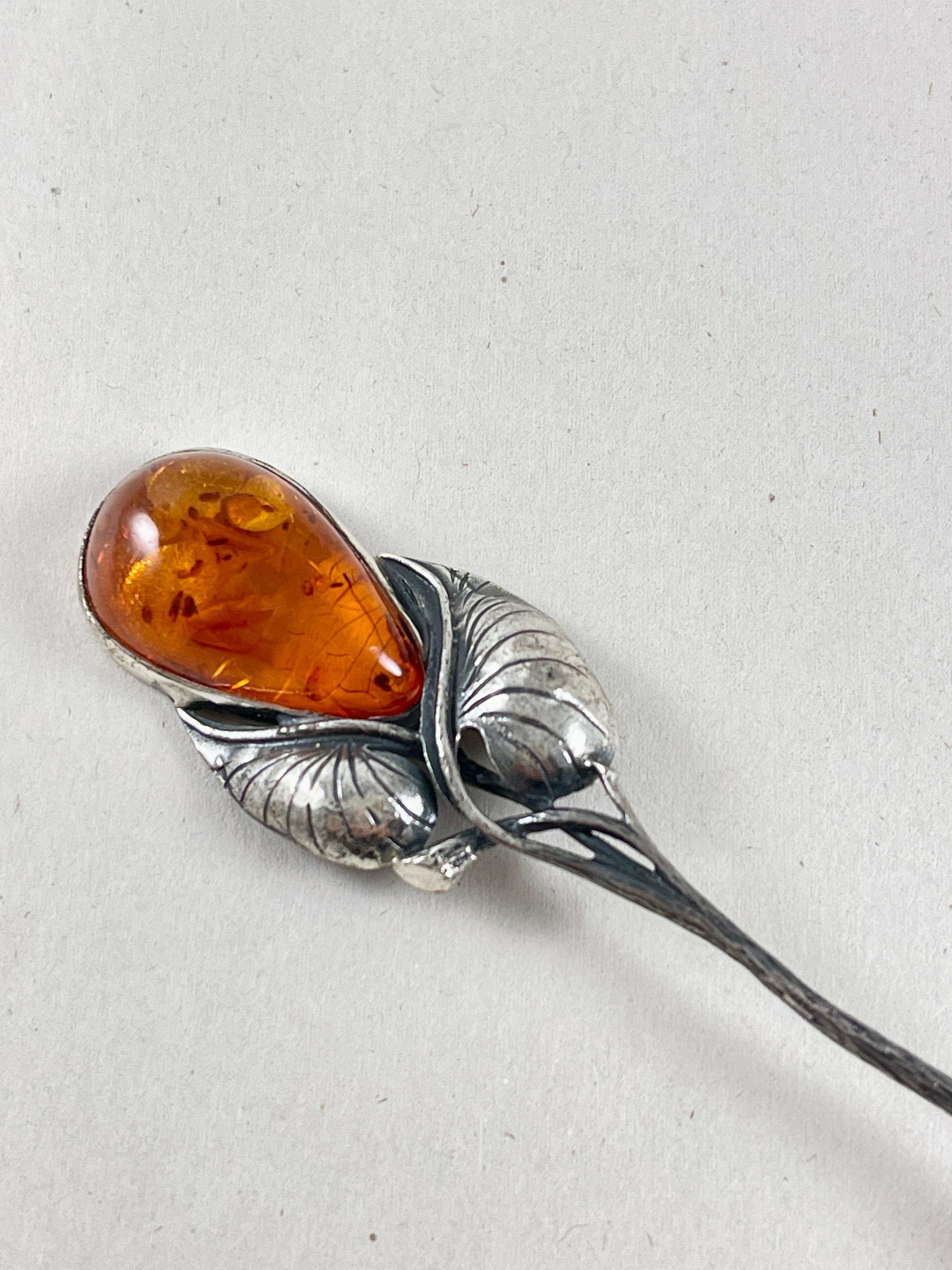 Cuchara para miel o mermelada de plata de ley y ámbar báltico en Bueno estado para la venta en Philadelphia, PA