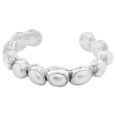 Sterling Silver and Baroque Pearl Cuff