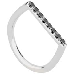 Sterling Silver and Black Diamond Stacking Square Ring