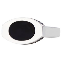 Sterling Silver and Black Onyx Oblong Signet Ring