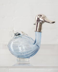 Sterling Silver and Blue Crystal Duck Decanter