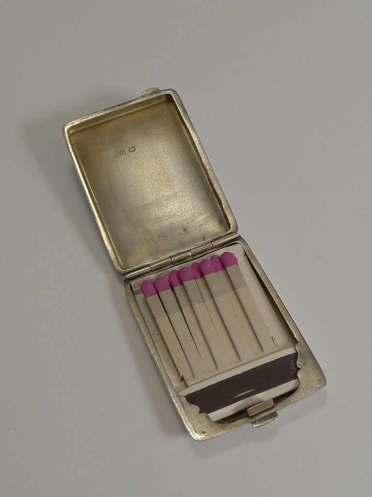 Sterling Silver and Blue Guilloche Enamel Match Book Holder / Striker, 1929 at 1stDibs vintage