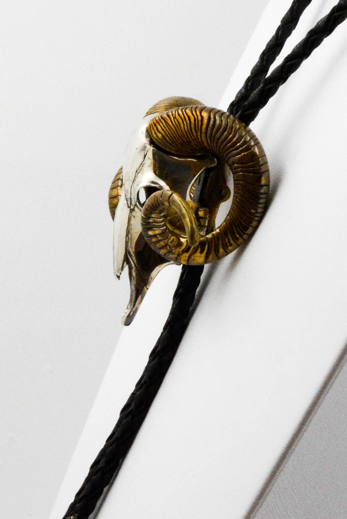 Sterling Silver and Bronze Bighorn Sheep Skull Bolo 2
