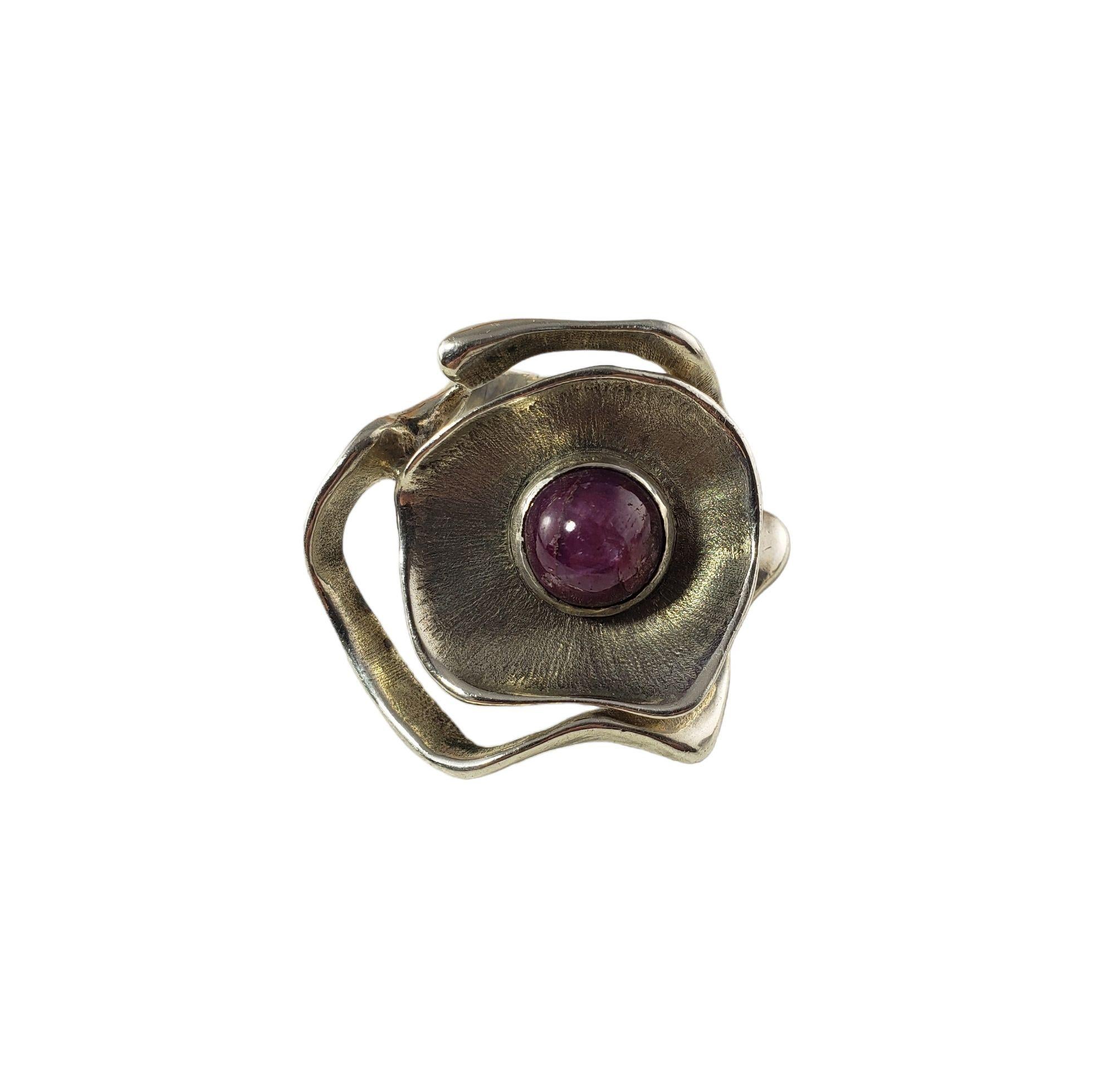 Sterling Silver and Cabochon Garnet Ring GIA Certified In Good Condition For Sale In Washington Depot, CT