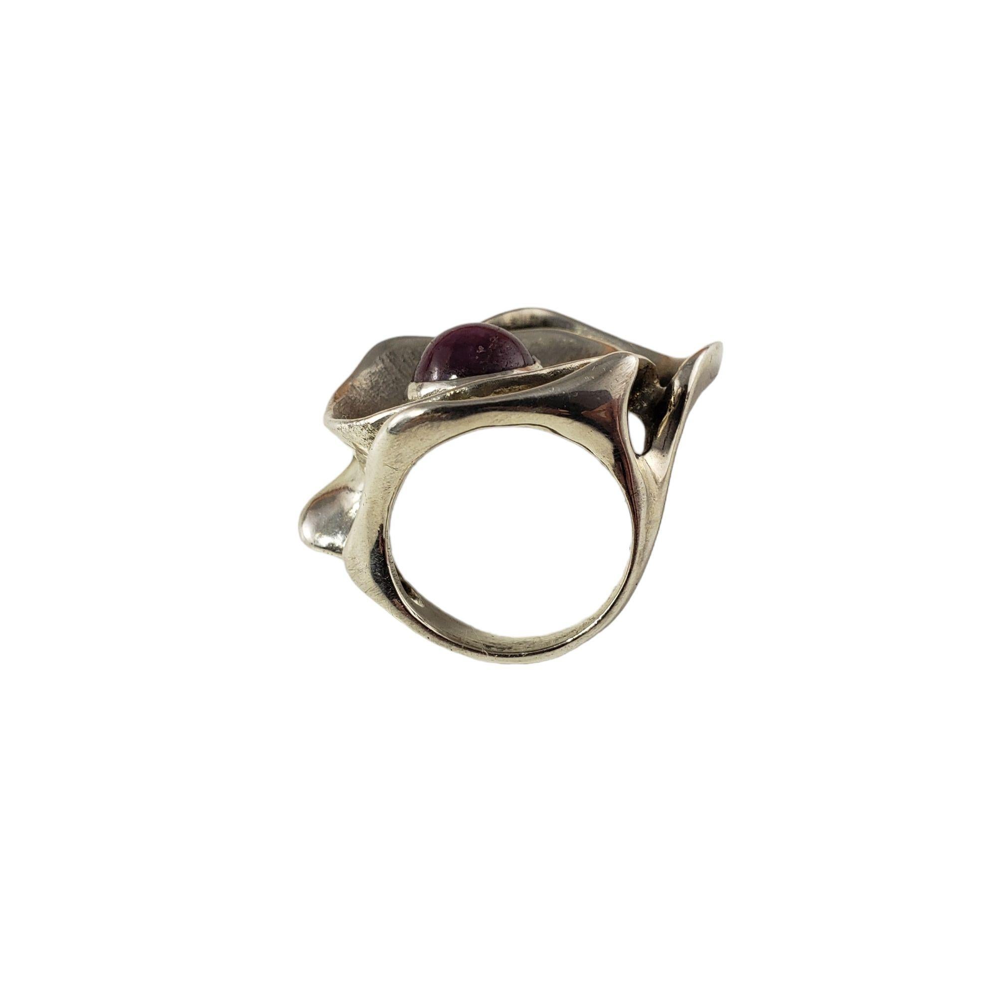 Sterling Silver and Cabochon Garnet Ring GIA Certified For Sale 4