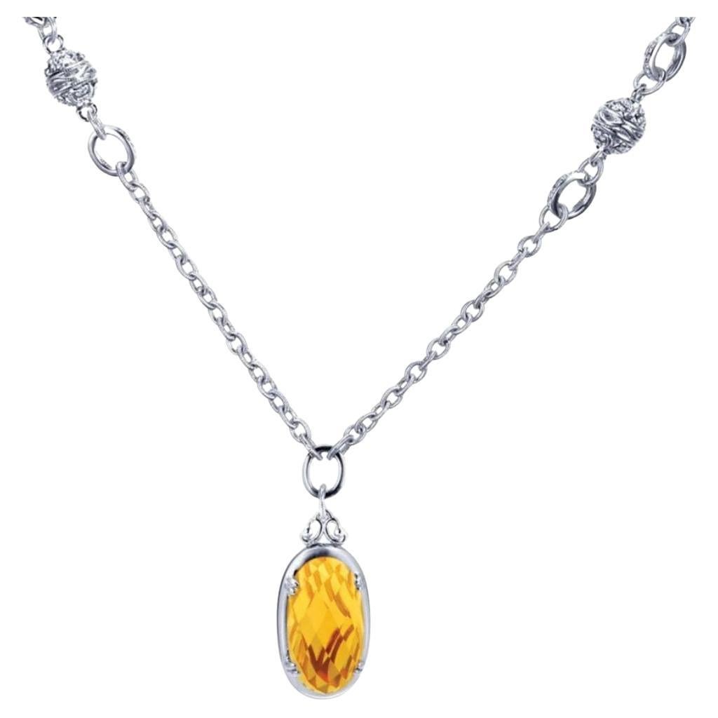   Sterling Silver and Citrine Pendant For Sale