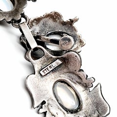 Bracelet et boucles d'oreilles à maillons en argent sterling et pierre de lune transparente à fleurs et feuilles S