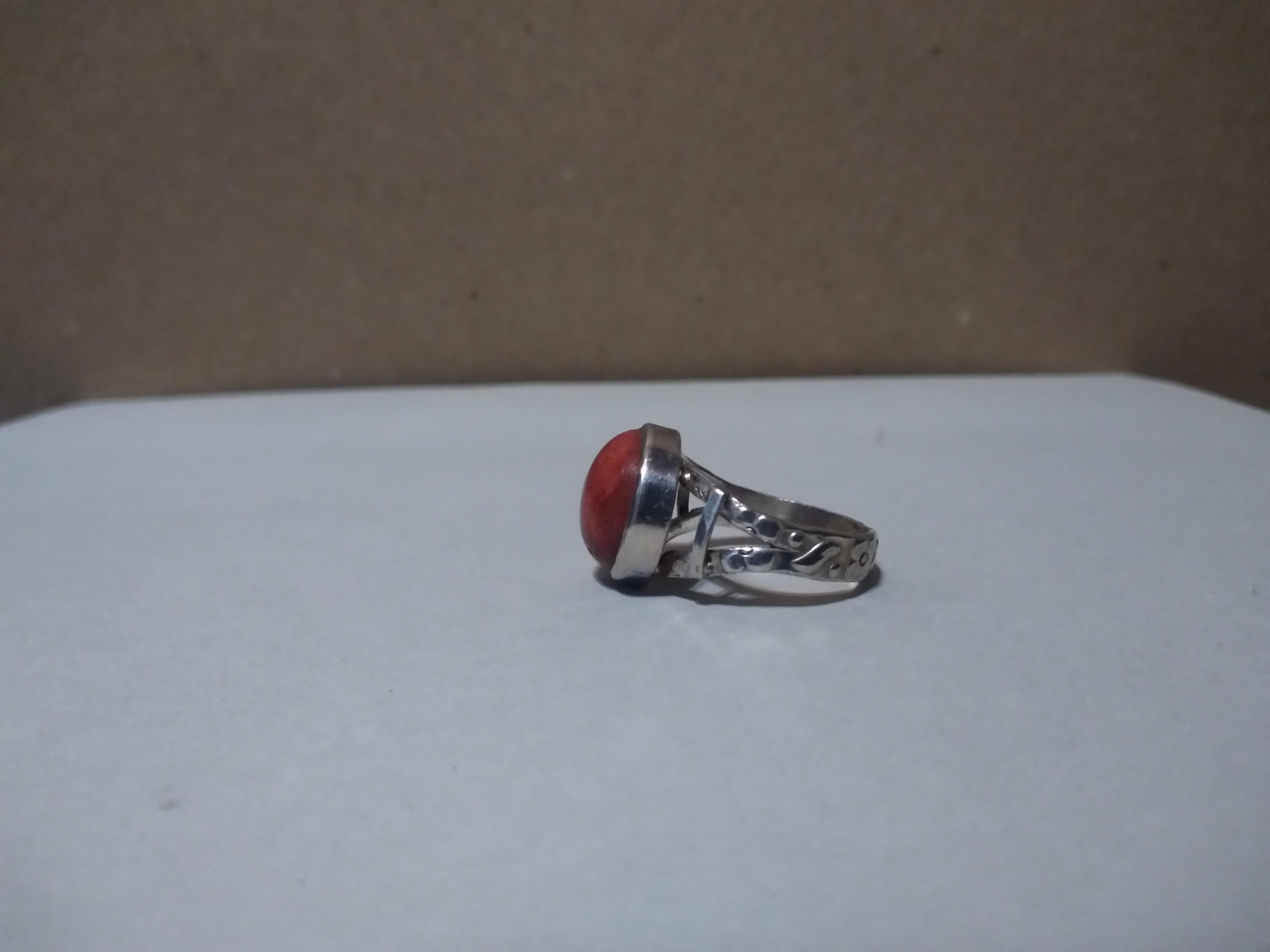 Sterling Silver And Coral size 8 ring 1