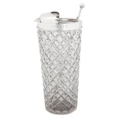 Antique Sterling Silver and Crystal Art Deco Cocktail Shaker