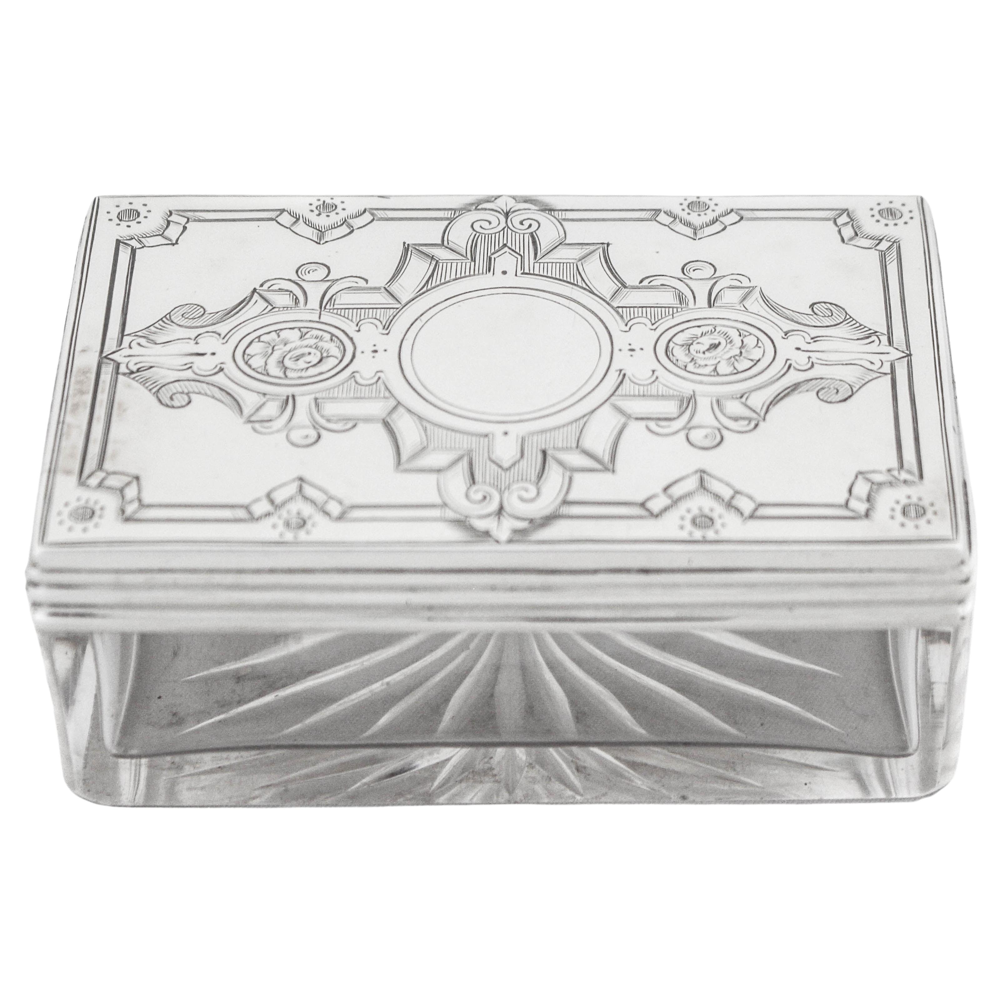 Sterling Silver and Crystal Box For Sale