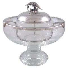 Sterling silver and crystal caviar bowl