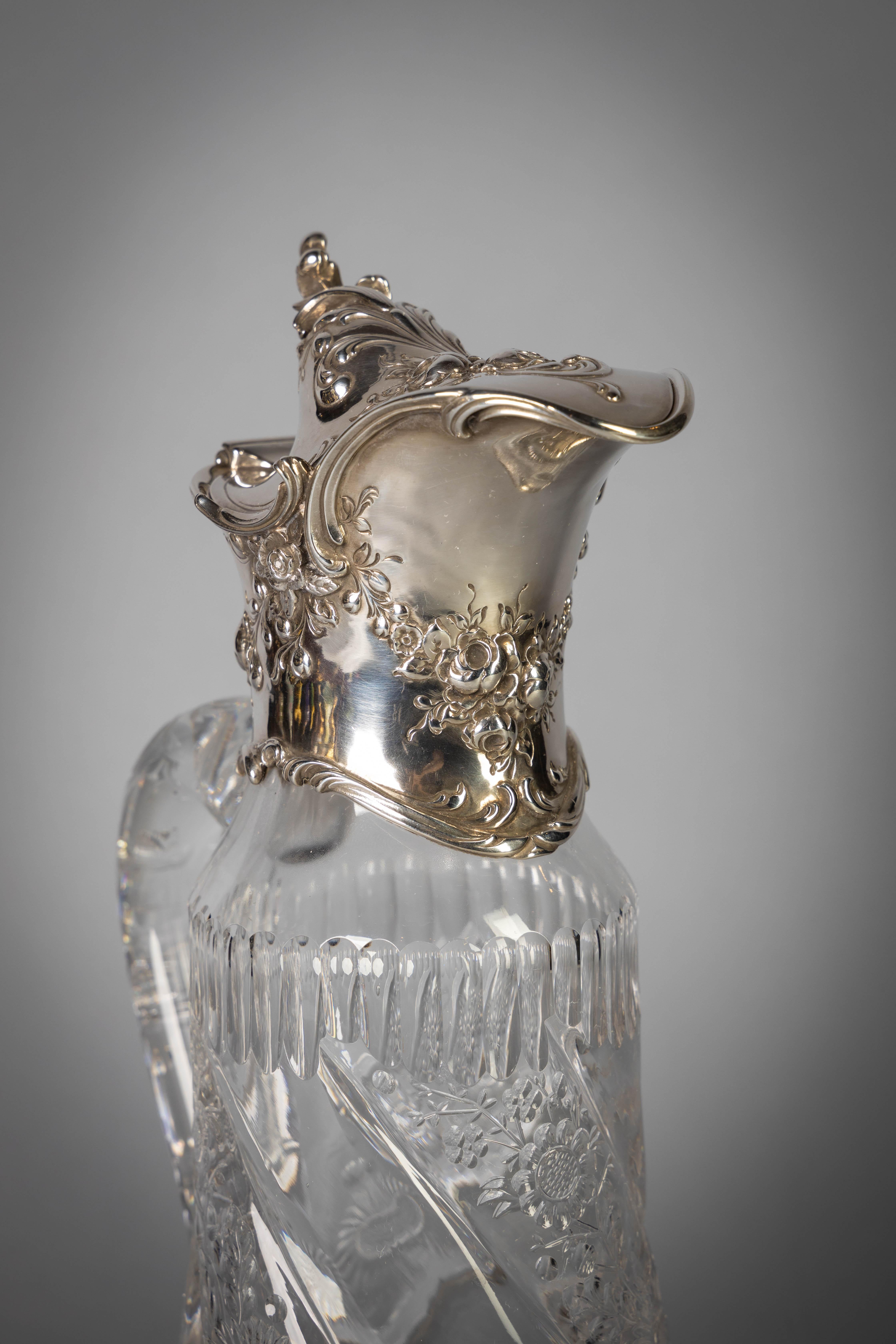 Sterling Silver and Crystal Decanter, Gorham, circa 1900 In Good Condition In New York, NY