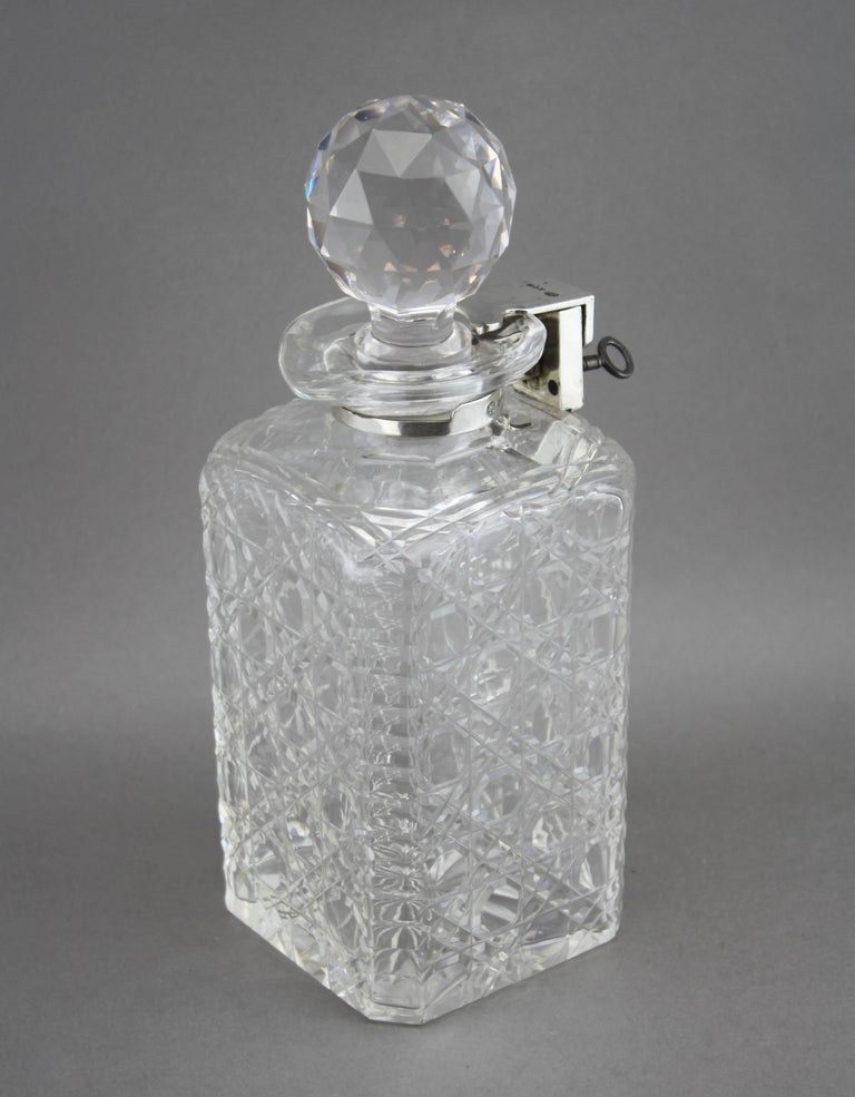 Sterling Silver and Crystal Glass Whiskey Bottle, London, 1927 For Sale at 1stDibs whiskey