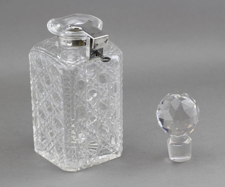 Sterling Silver and Crystal Glass Whiskey Bottle, London, 1927 For Sale at 1stDibs whiskey