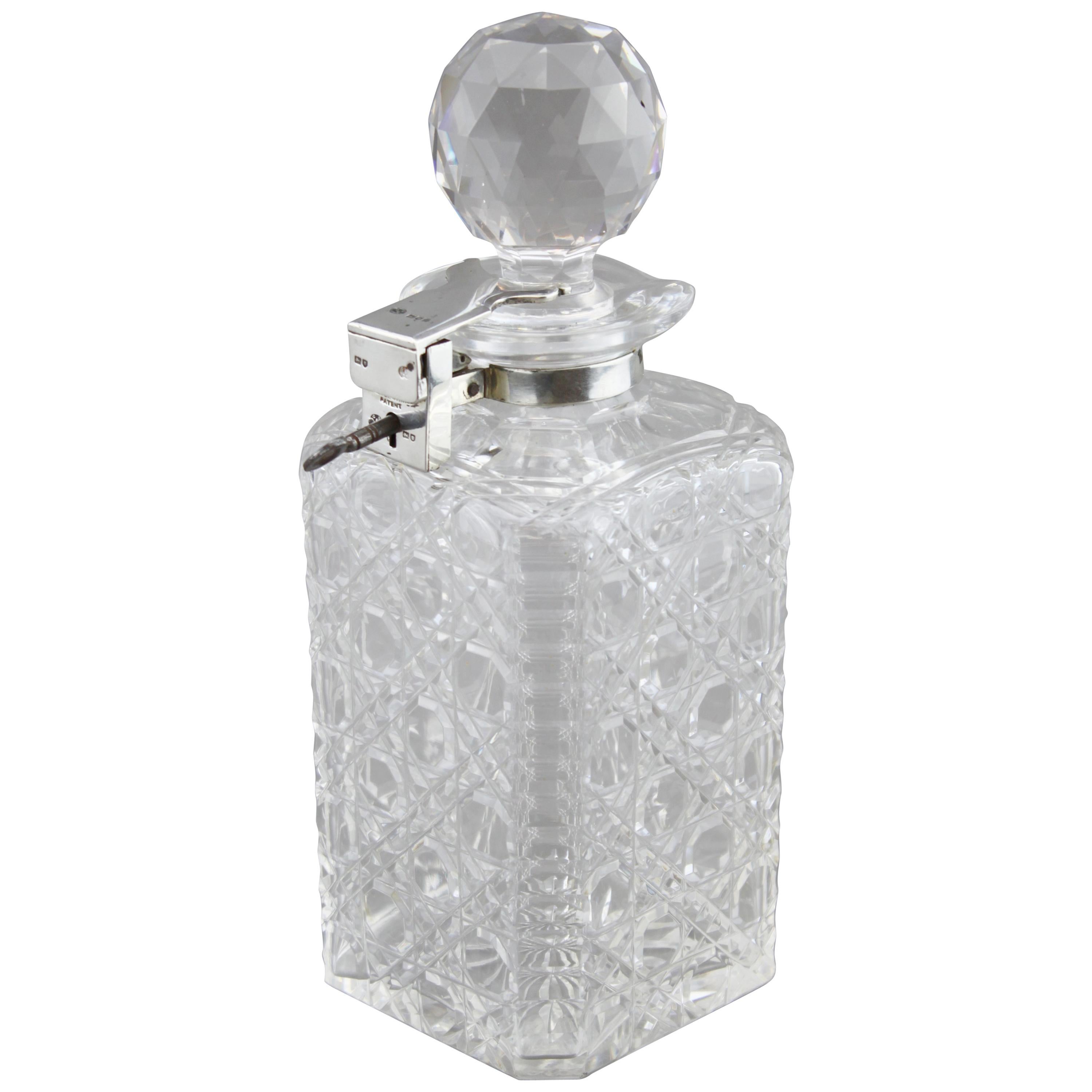 Sterling Silver and Crystal Glass Whiskey Bottle, London, 1927 For Sale at 1stDibs whiskey