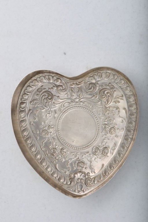 Victorian Style Sterling Silver - Mounted Crystal Heart-Shaped 
