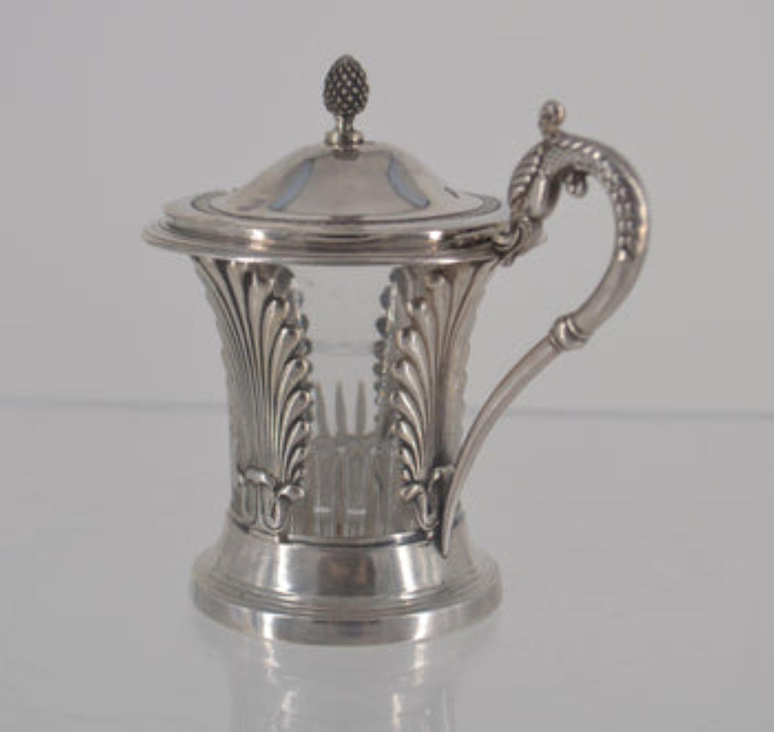 French Sterling Silver and Crystal Sauce/Sugar Carafe For Sale