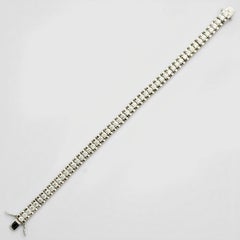 Bracciale a maglie in argento 925 e zirconi, circa anni '80