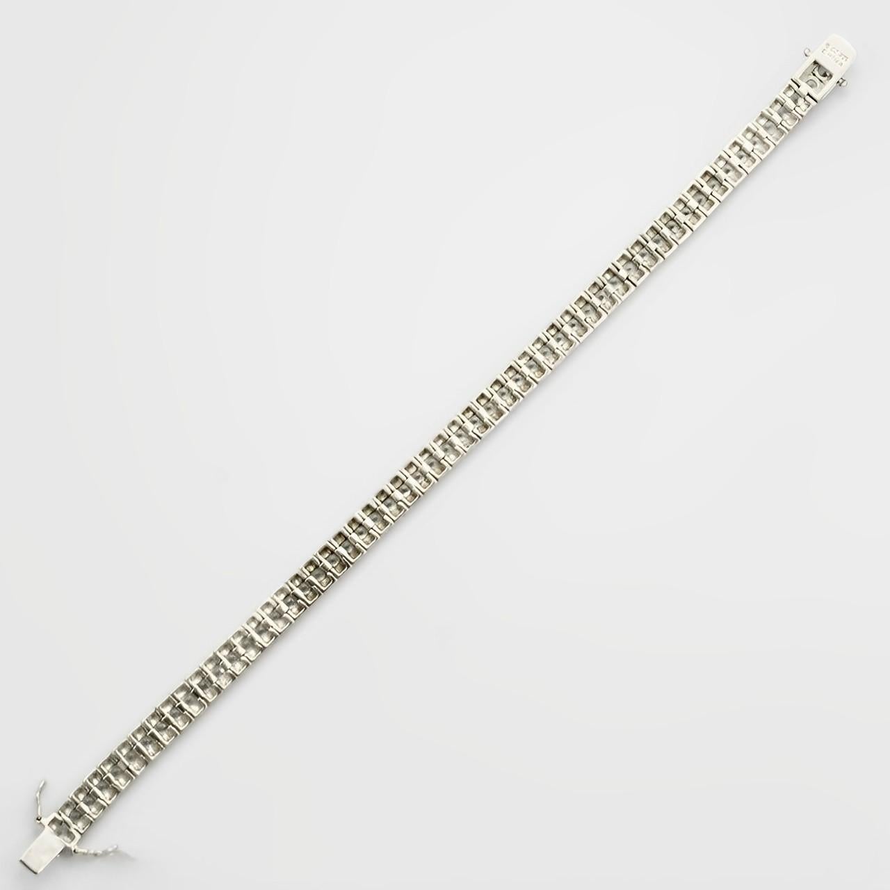 Bracciale a maglie in argento 925 e zirconi, circa anni '80 in vendita 2