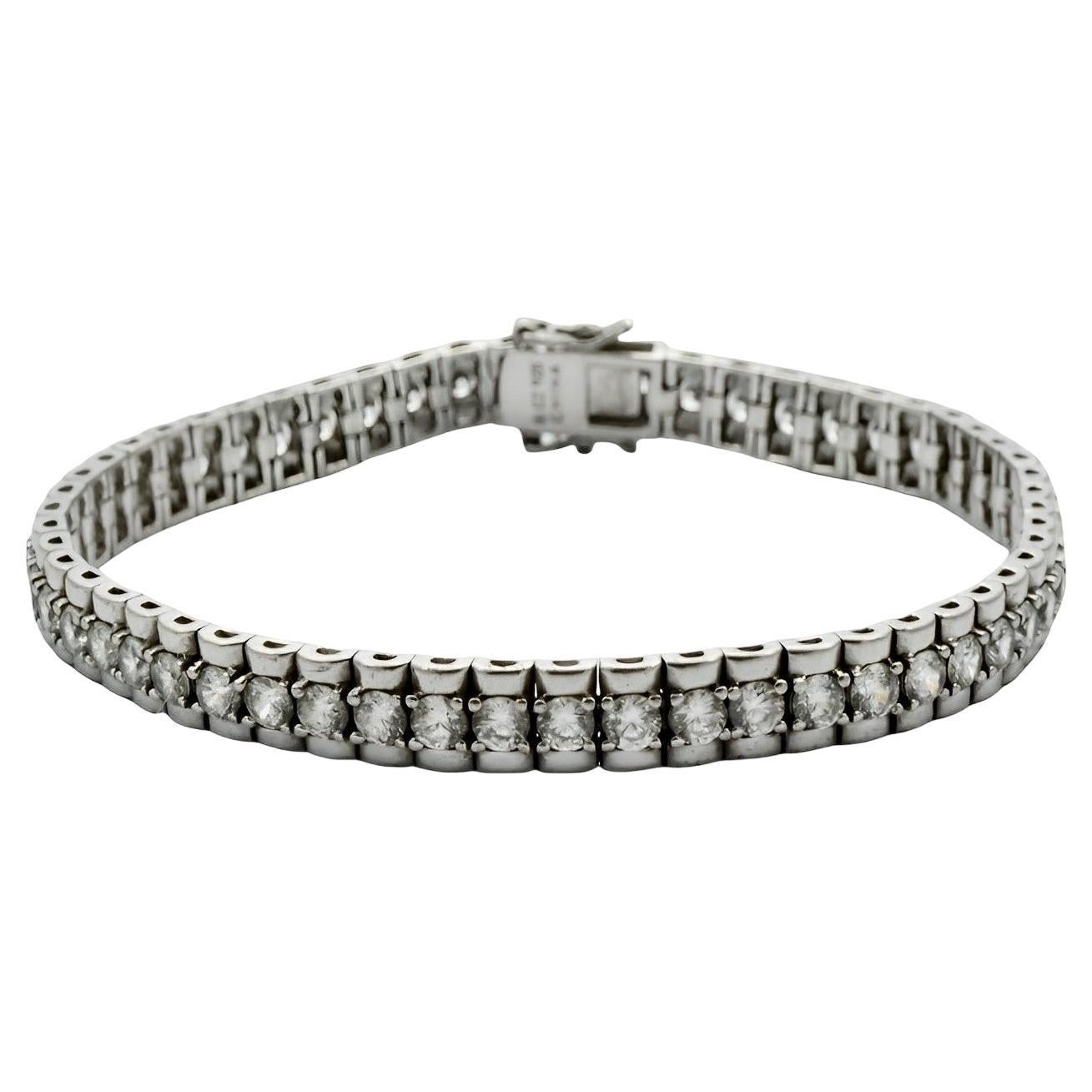 Sterling Silver and Cubic Zirconia Link Bracelet circa 1980s For Sale