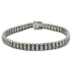 Retro Sterling Silver and Cubic Zirconia Link Bracelet circa 1980s