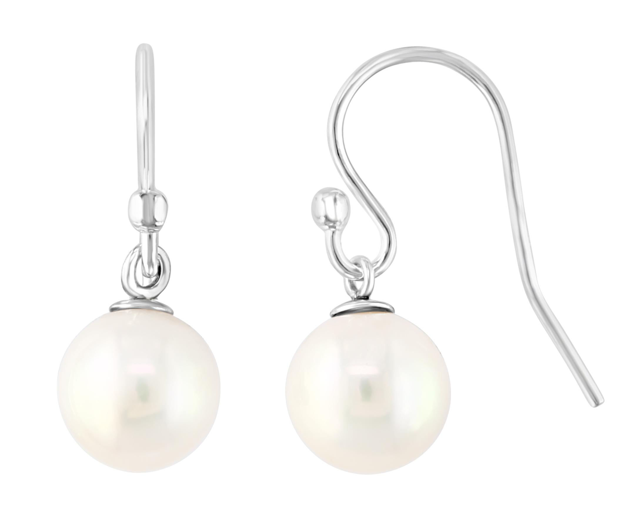silver pearl dangle earrings