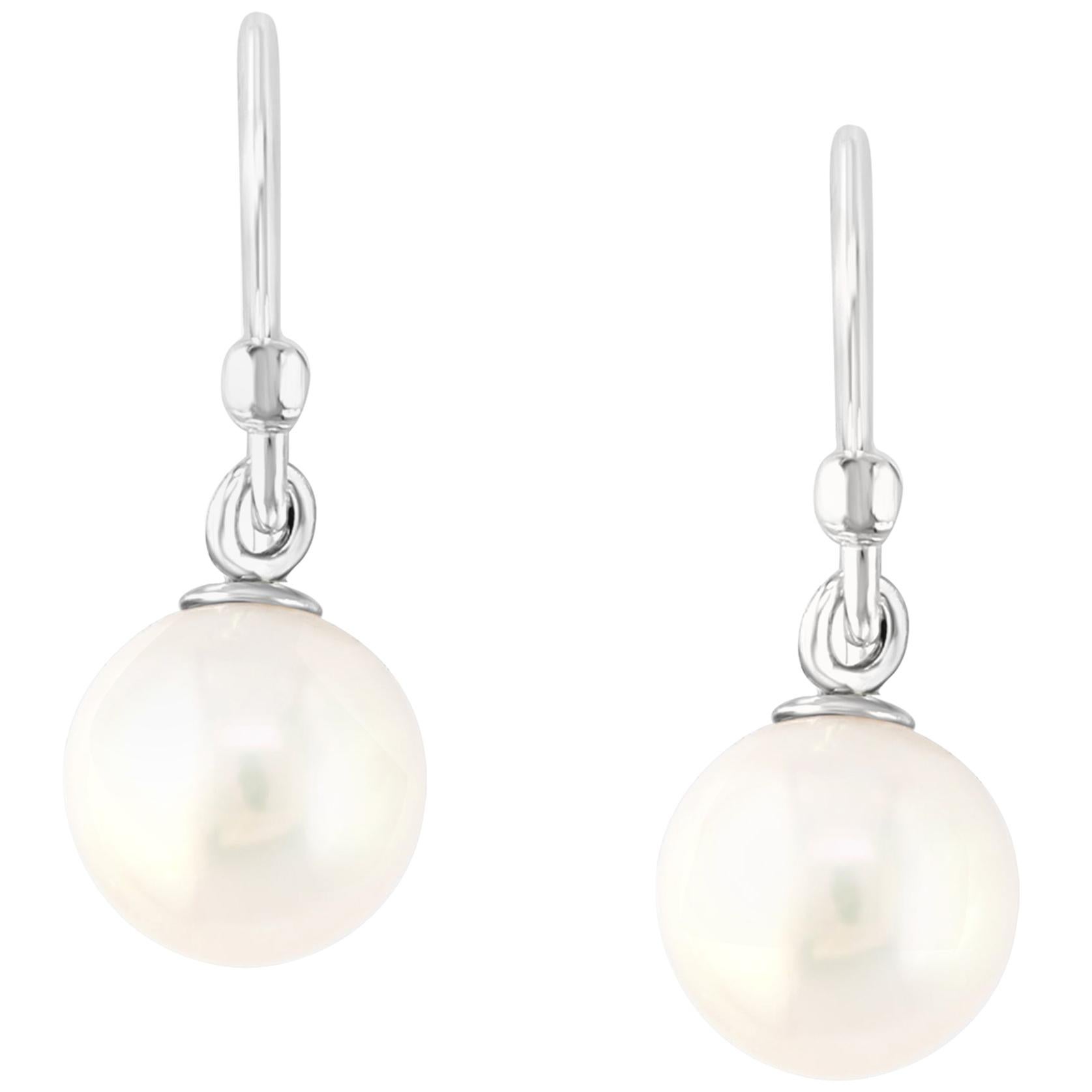 Sterling Silver and Cultured Freshwater Pearl Dangle Earrings For Sale