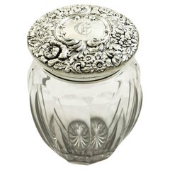 Sterling Silver and Cut Crystal Vanity Jar