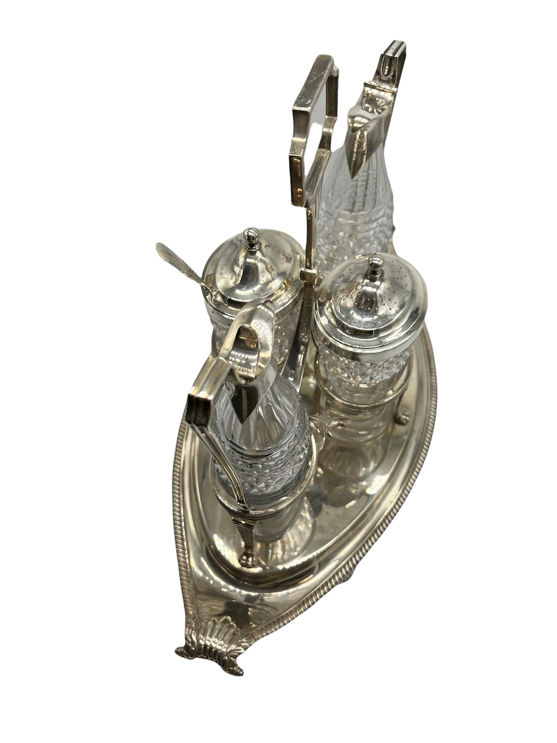 Sterling Silver and Cut-Glass Cruet Set by Paul Storr, Early 1800s For Sale 4