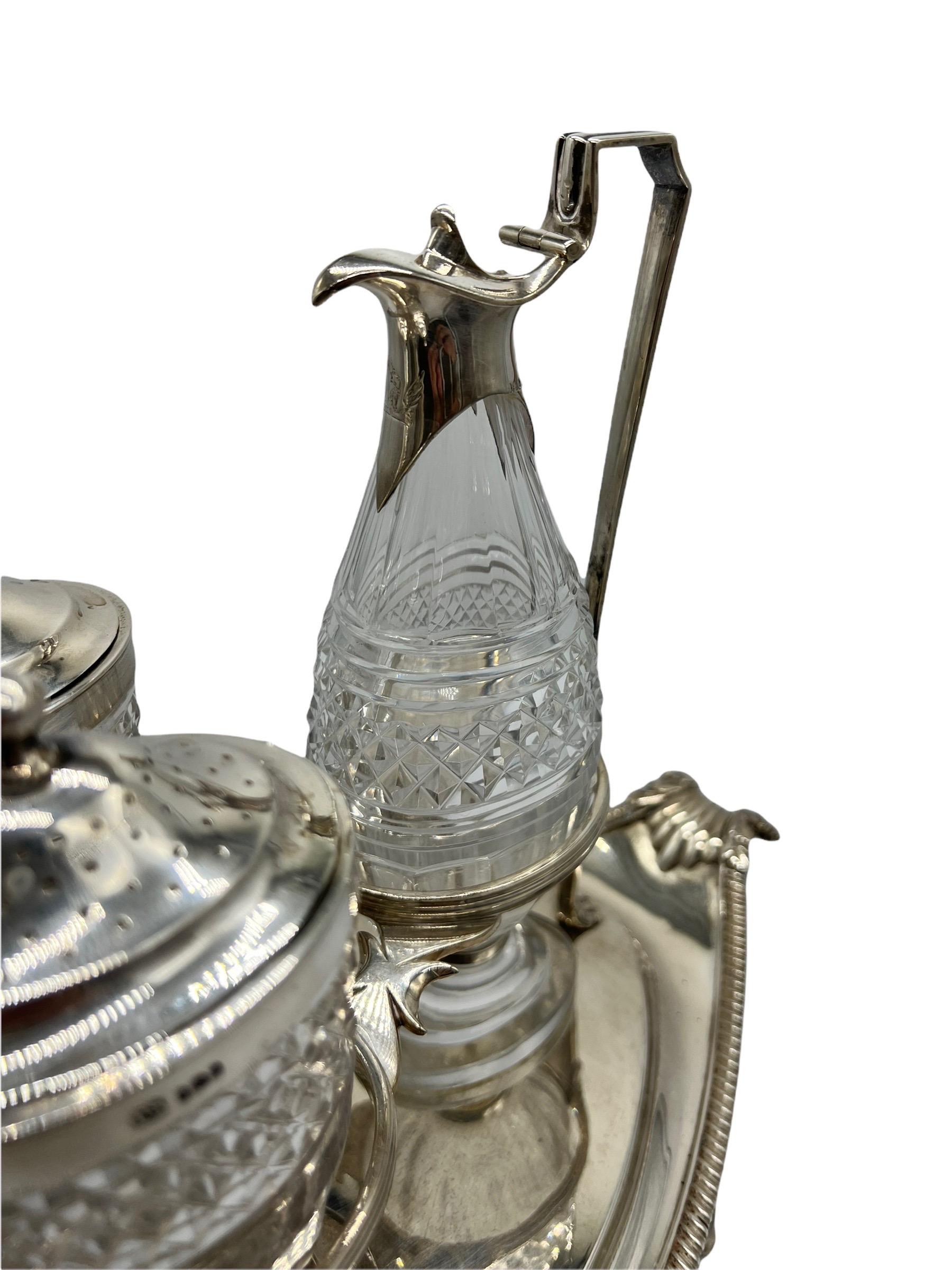 Sterling Silver and Cut-Glass Cruet Set by Paul Storr, Early 1800s 6