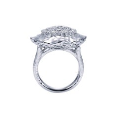 Sterling Silver and Diamonds Fashion Ring with Hammered Finish