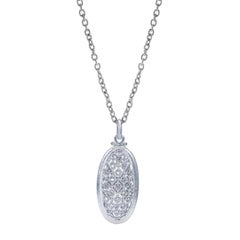 Sterling Silver and Diamonds Oval Filigree Pendant