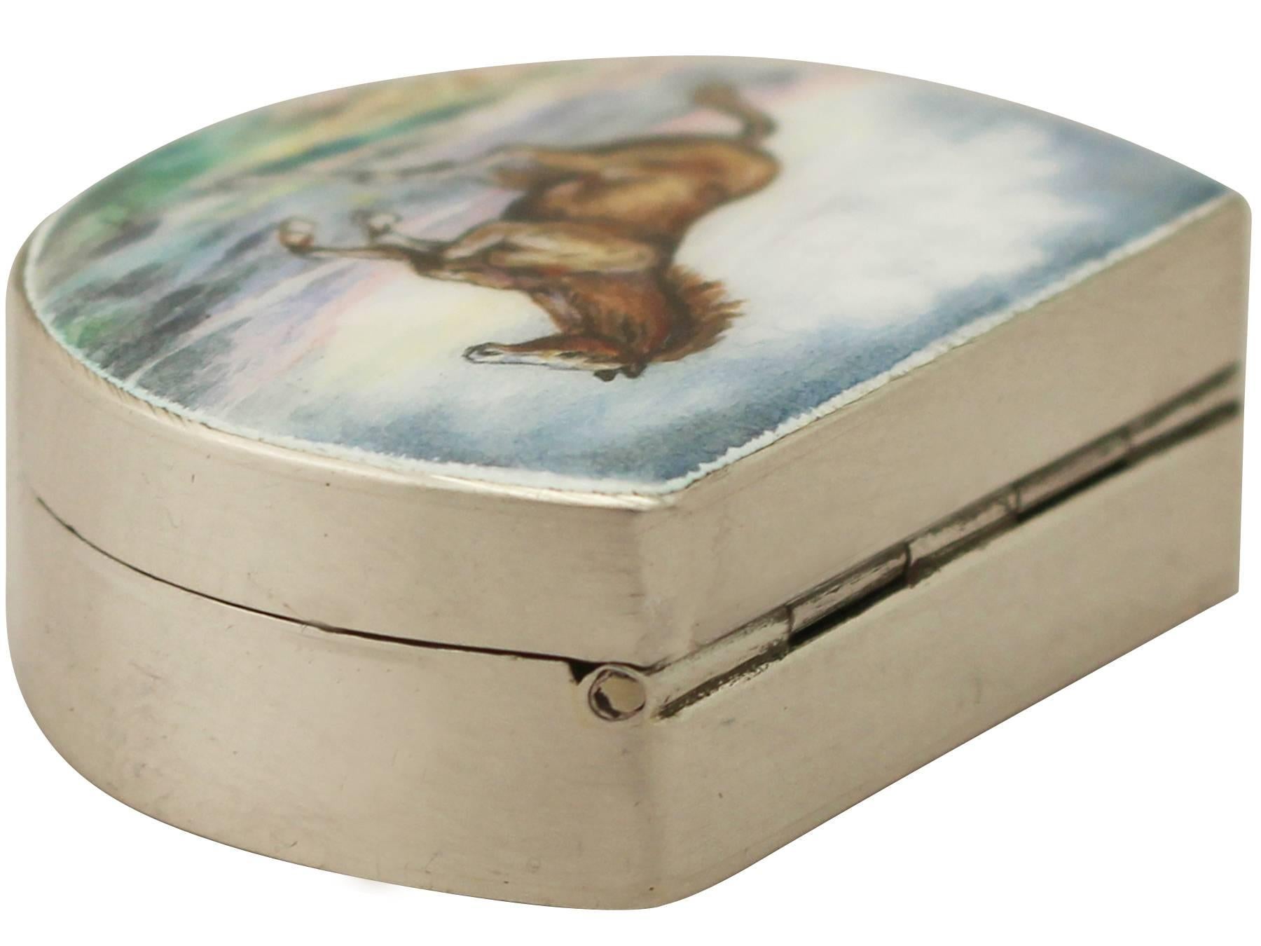 English Sterling Silver and Enamel Box