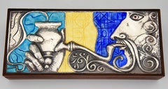 Sterling Silver and Enamel Box with Man Smoking Water Pipe Ottaviani Italy, 1960