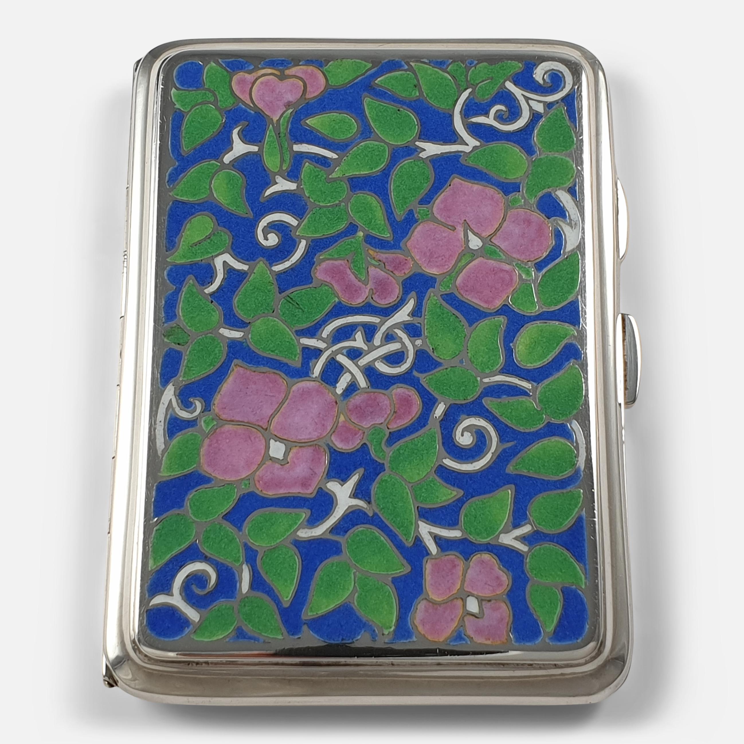 Sterling Silver and Enamel Cigarette Case, Bernard Instone, 1930 4