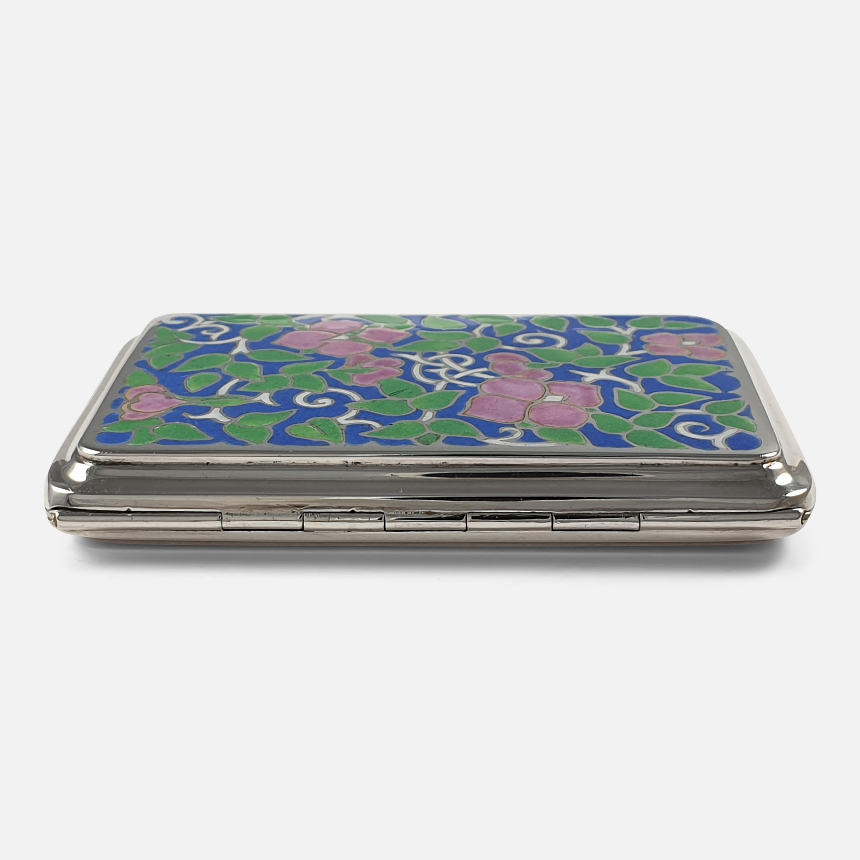 Sterling Silver and Enamel Cigarette Case, Bernard Instone, 1930 In Good Condition In Glasgow, GB