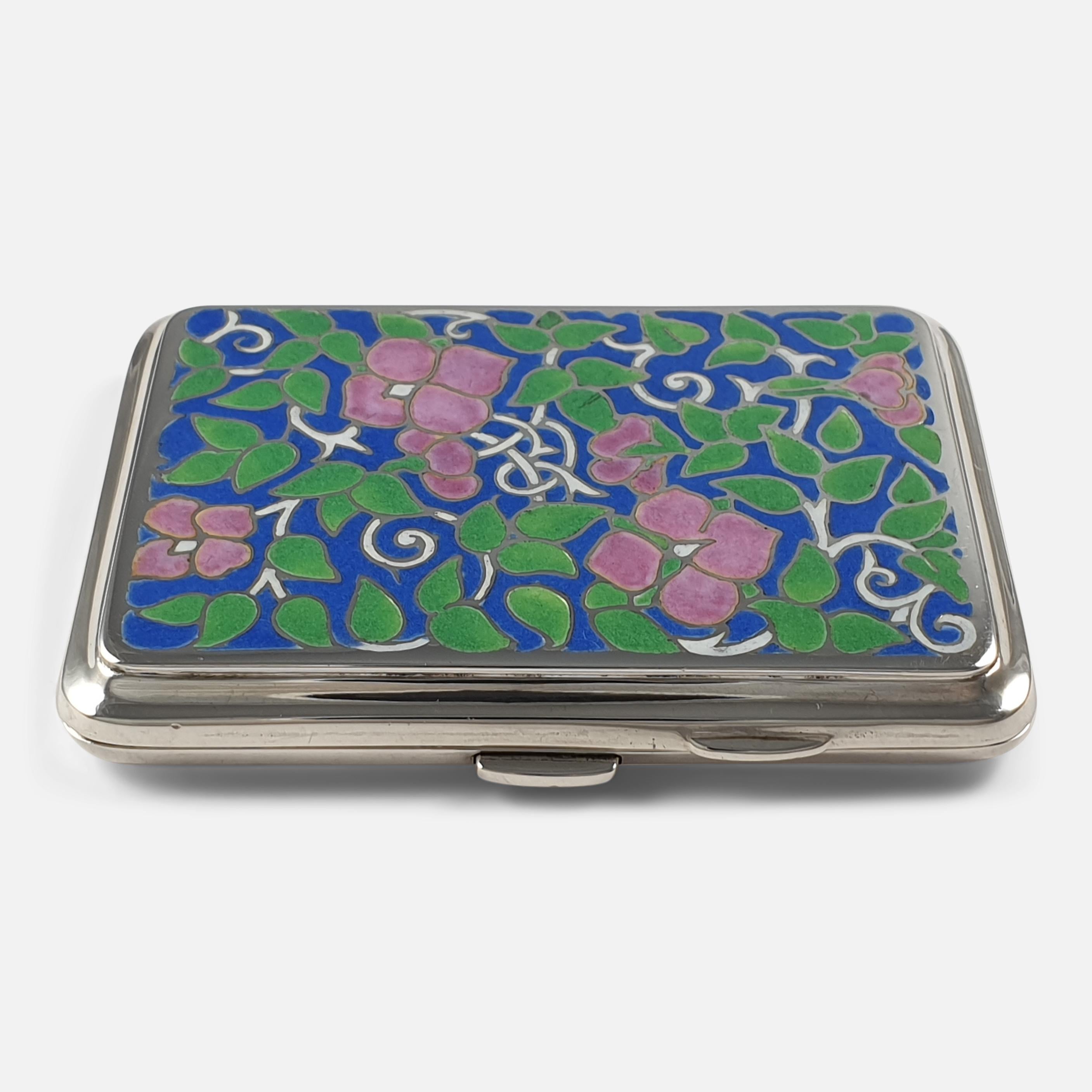 Sterling Silver and Enamel Cigarette Case, Bernard Instone, 1930 2