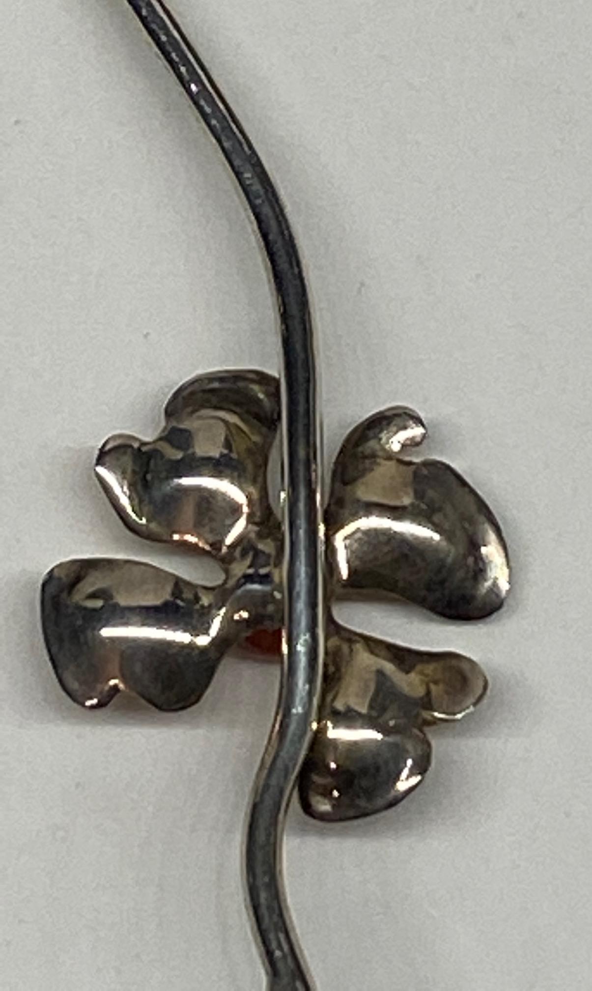 Halskette aus Sterlingsilber und Emaille mit Blumen aus Hundeholz 8