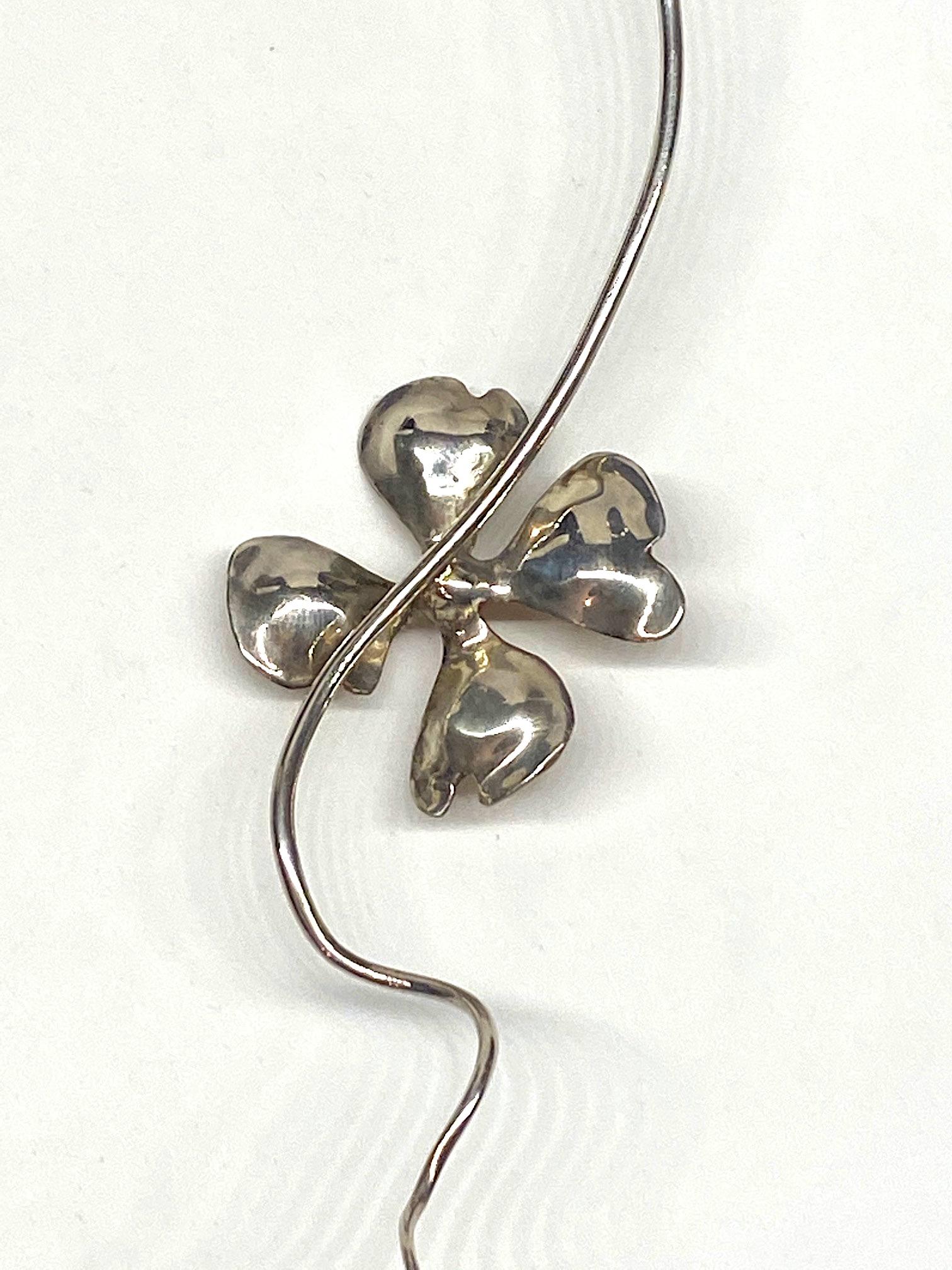Halskette aus Sterlingsilber und Emaille mit Blumen aus Hundeholz 9