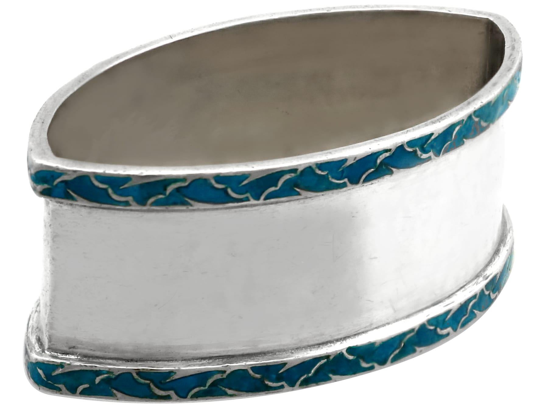 Sterling Silver and Enamel Napkin Rings by Liberty & Co Ltd For Sale 1