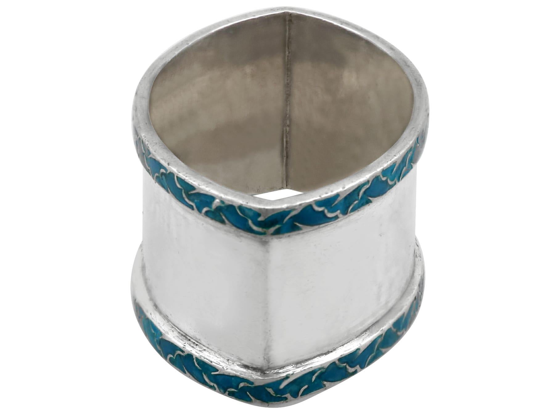 Sterling Silver and Enamel Napkin Rings by Liberty & Co Ltd For Sale 2